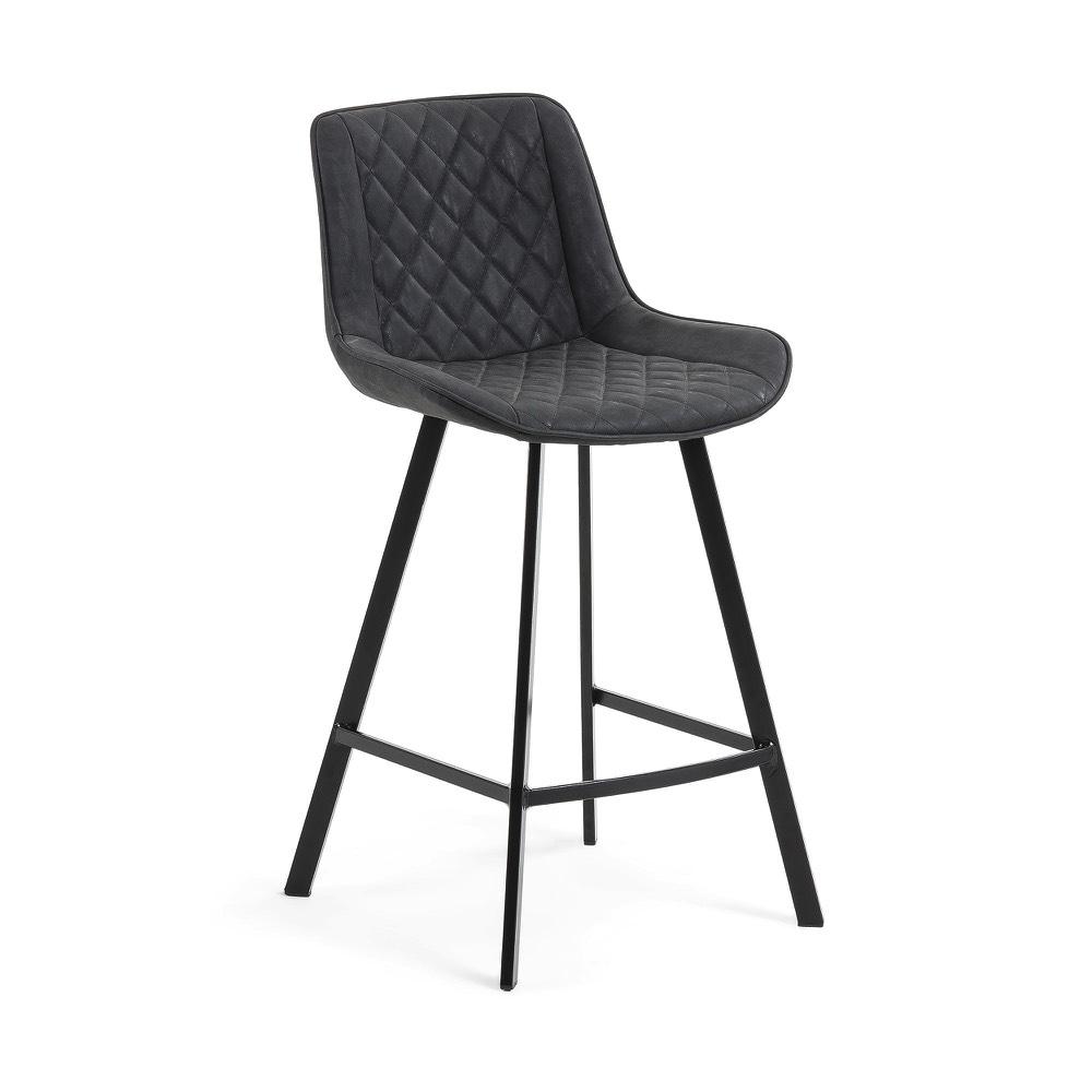 Accessoires et décoration - ARIAN Tabouret métal noir PU graphite