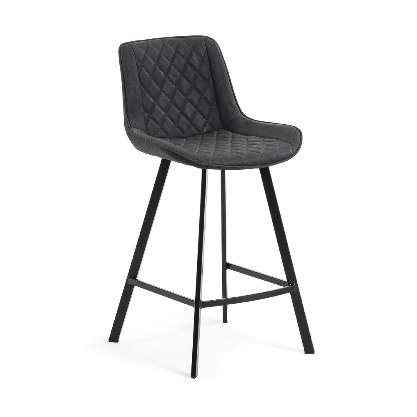 Accessoires et décoration - ARIAN Tabouret métal noir PU graphite