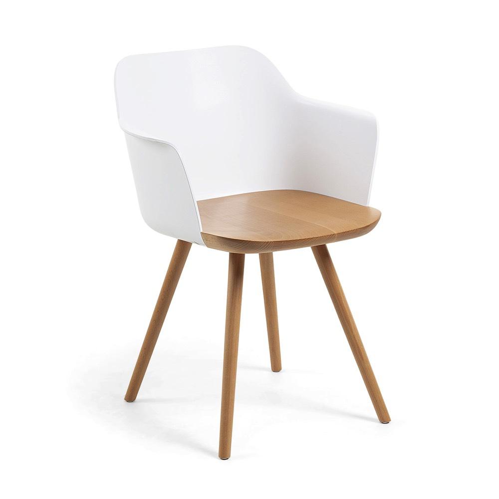 Accessoires et décoration - KLAM Chaise bras bois naturel plastique blanc
