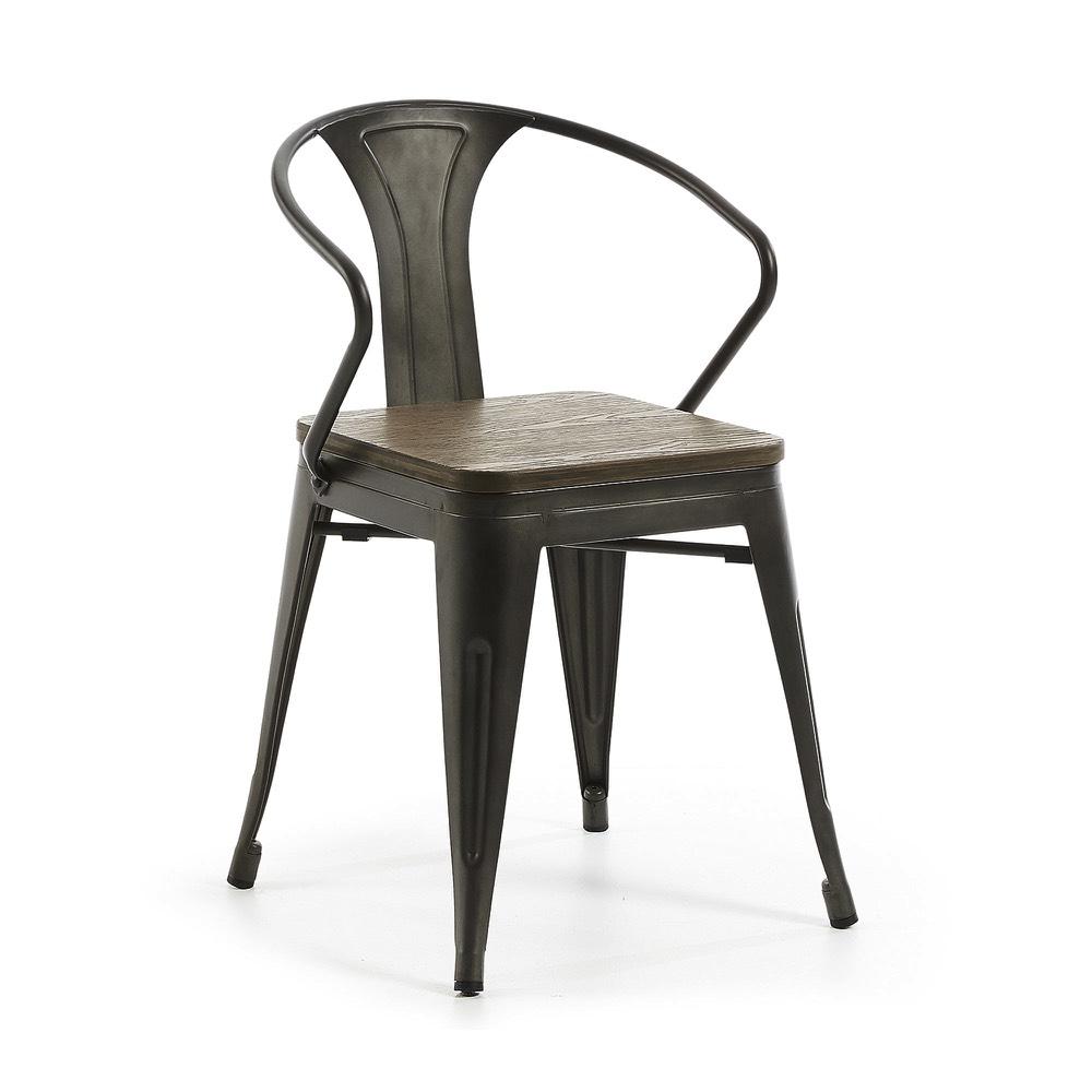 Accessoires et décoration - MALIBU Chaise bras métal graphite bambou
