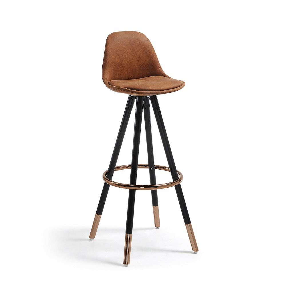 Accessoires et décoration - STAG Tabouret bois noir tissu marron oxide