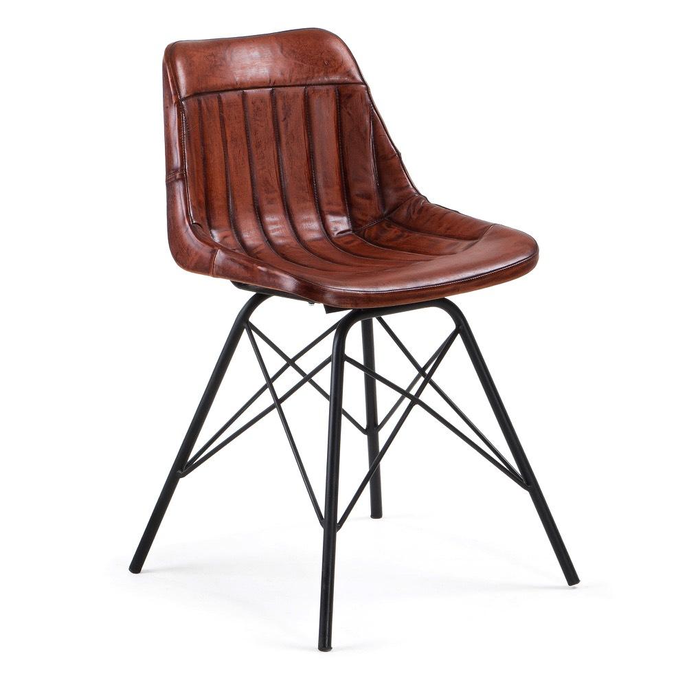 Accessoires et décoration - TRIBU Chaise métal cuir marron