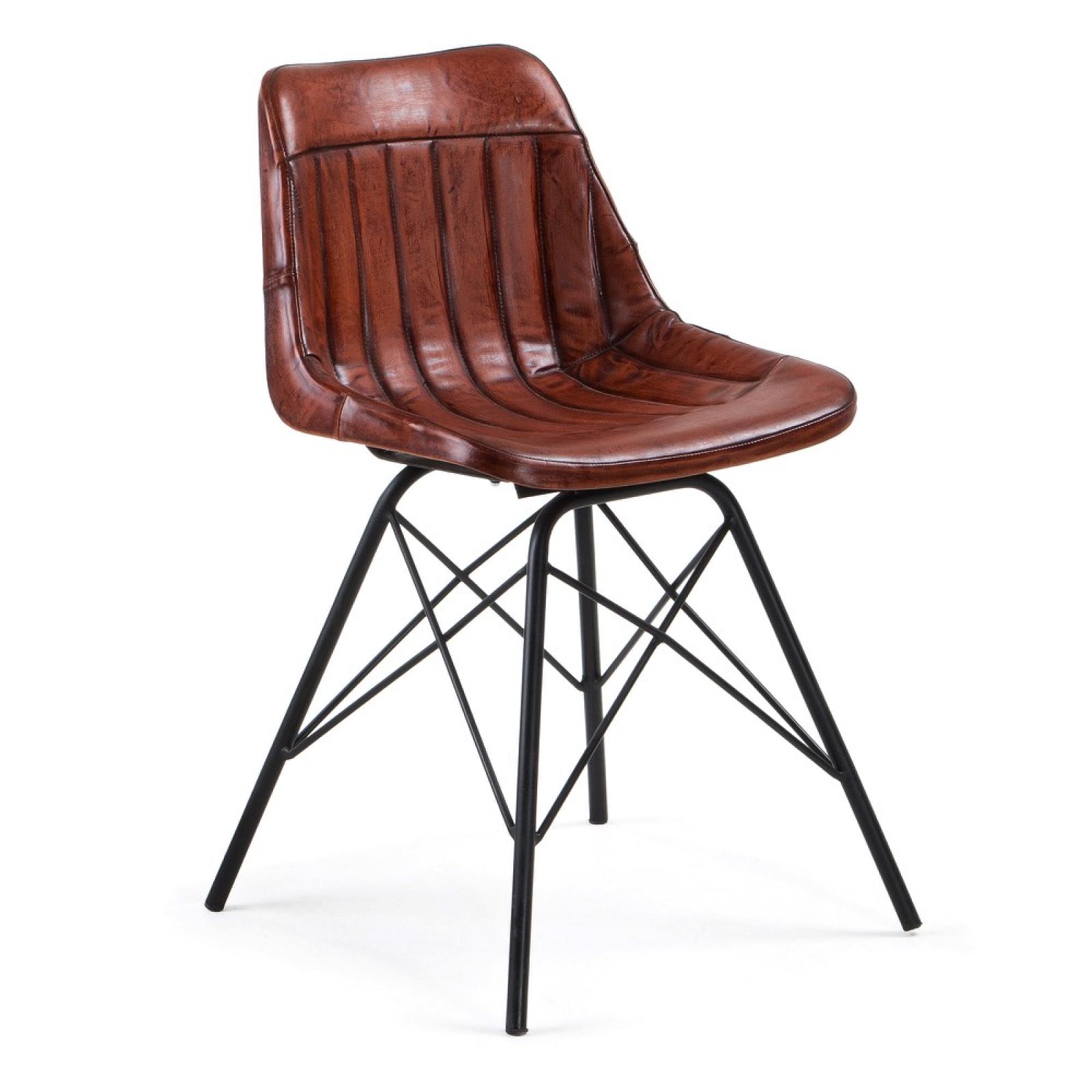 Accessoires et décoration - TRIBU Chaise métal cuir marron