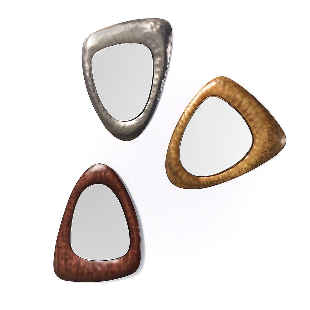 Accessoires et décoration - WANNA Set 3 miroirs métal étain, laiton et cuivre